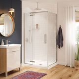 Hana Rectangular 42 x 34 x 75 in. 8mm Pivot Shower Door for Corner Installation with Clear glass in Chrome