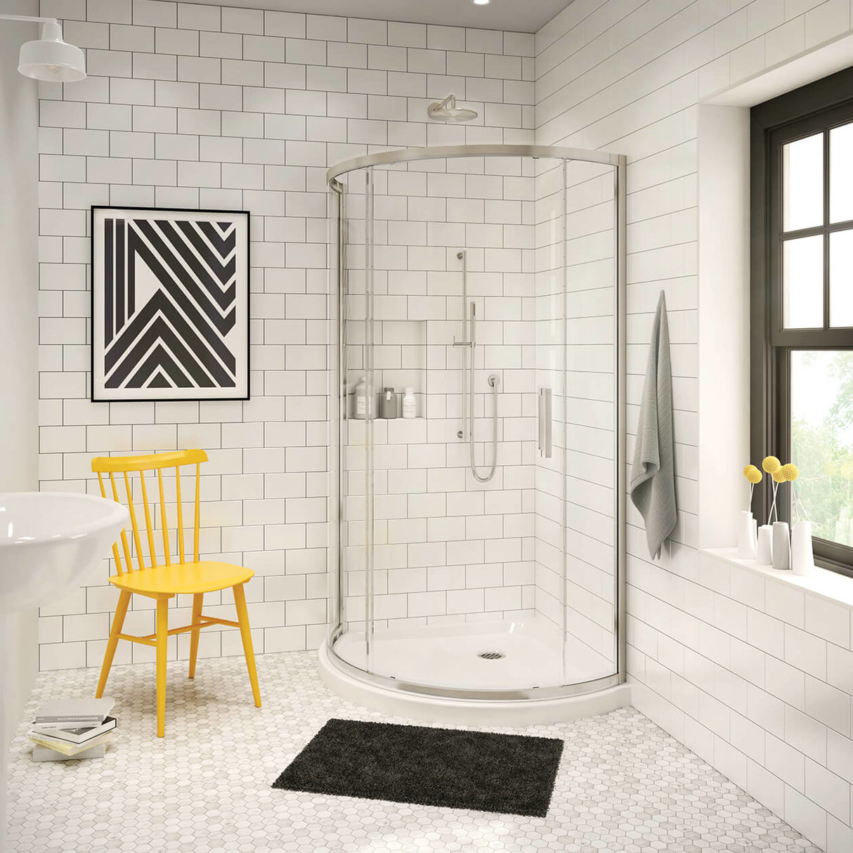 Radia Round 36 x 36 x 71 ½ in. 6 mm Sliding Shower Door for Corner Installation with Clear glass in Chrome