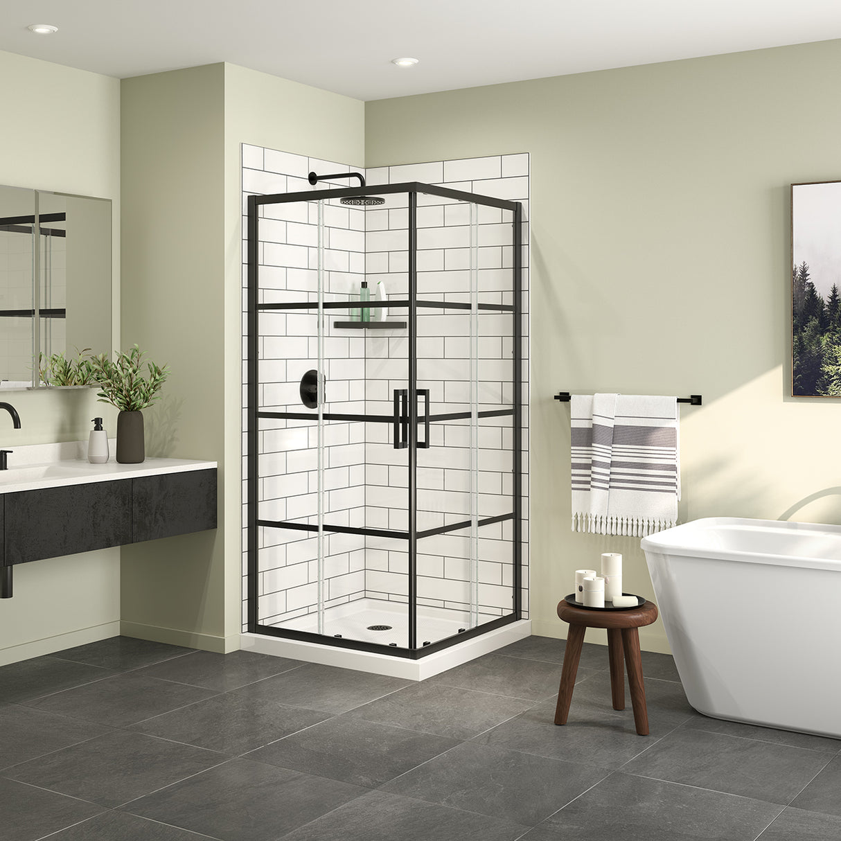 Radia Square 36 x 36 x 71 ½ in. 6 mm Sliding Shower Door for Corner Installation with Clear glass in Chrome