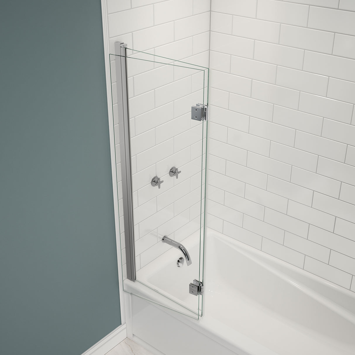 Edge Access 42 x 56 in. 6 mm Pivot Tub Screen for Alcove Installation with Clear glass in Chrome
