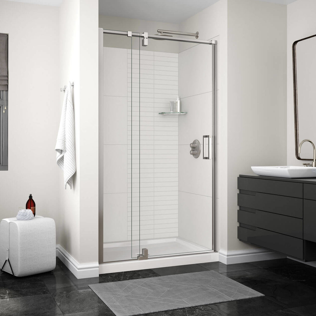 ModulR 48 x 78 in. 8 mm Pivot Shower Door for Alcove Installation with Clear glass in Chrome