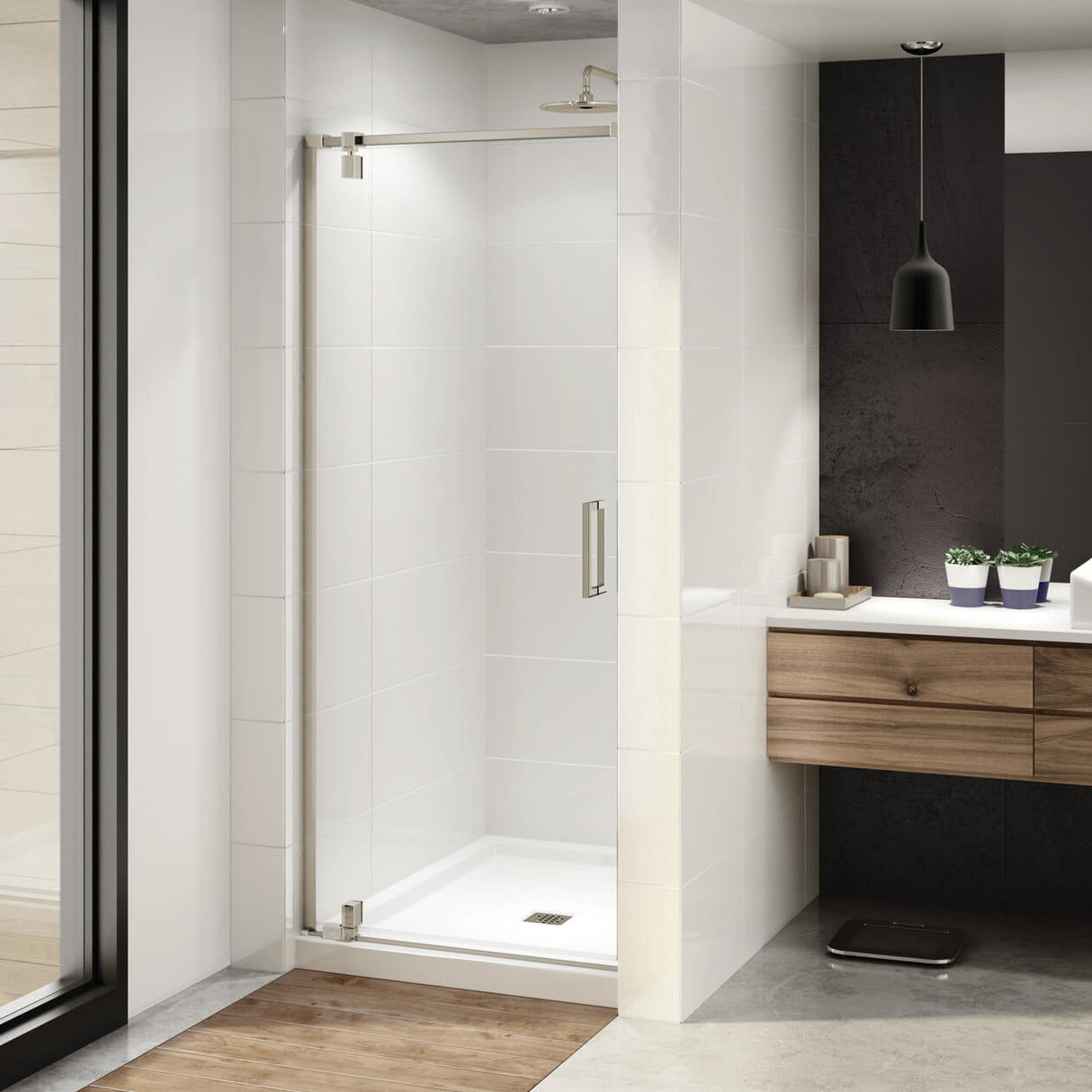 ModulR 36 x 78 in. 8 mm Pivot Shower Door for Alcove Installation with Clear glass in Chrome