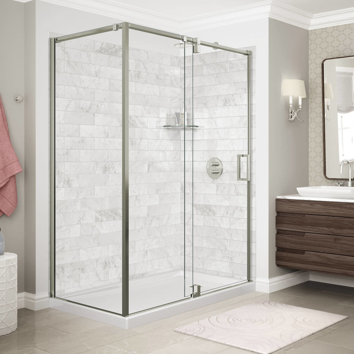 ModulR 60 x 36 x 78 in. 8mm Pivot Shower Door for Corner Installation with Clear glass in Chrome