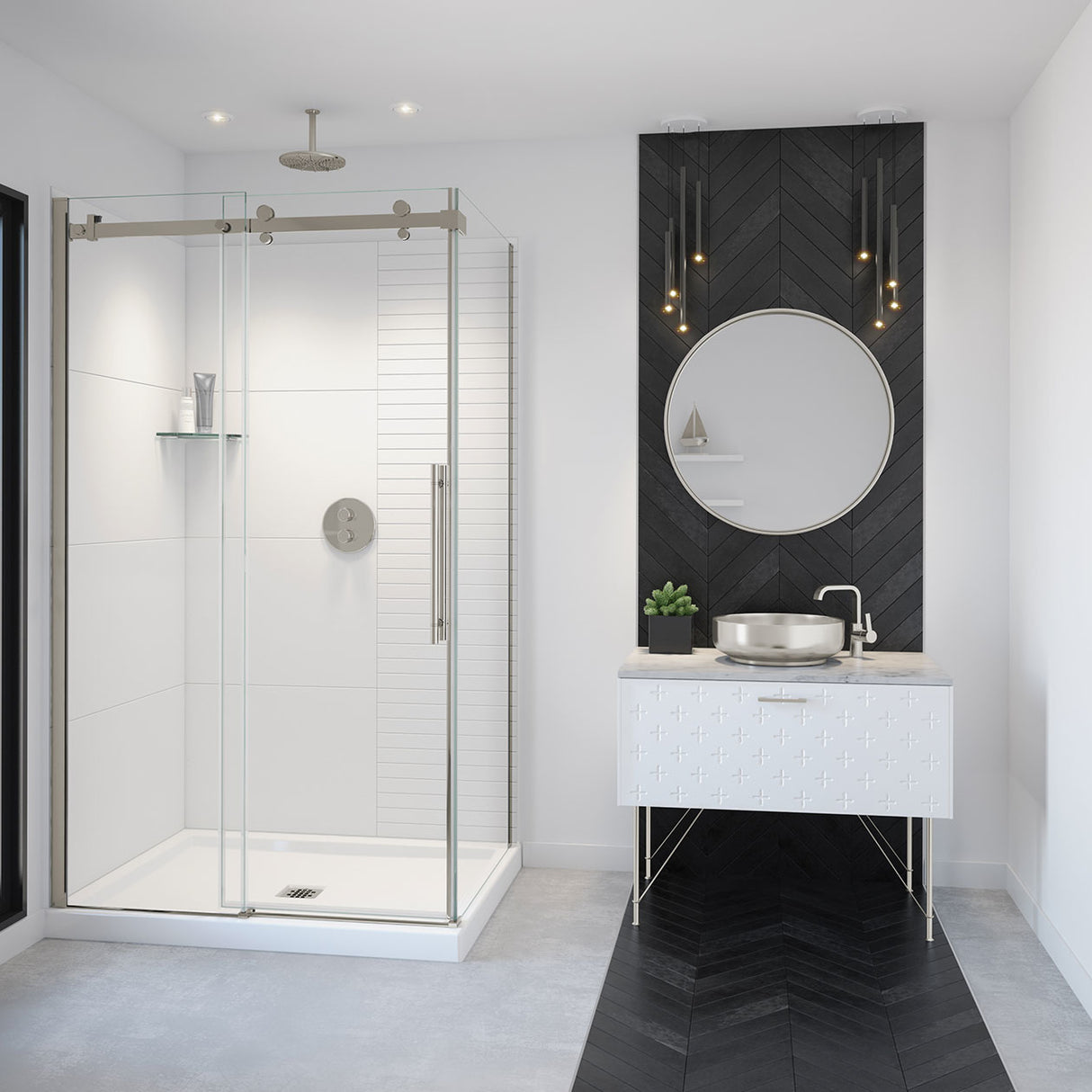 Vela 44 ½-47 x 78 ¾ in. 8mm Sliding Shower Door for Alcove Installation with Clear glass in Chrome