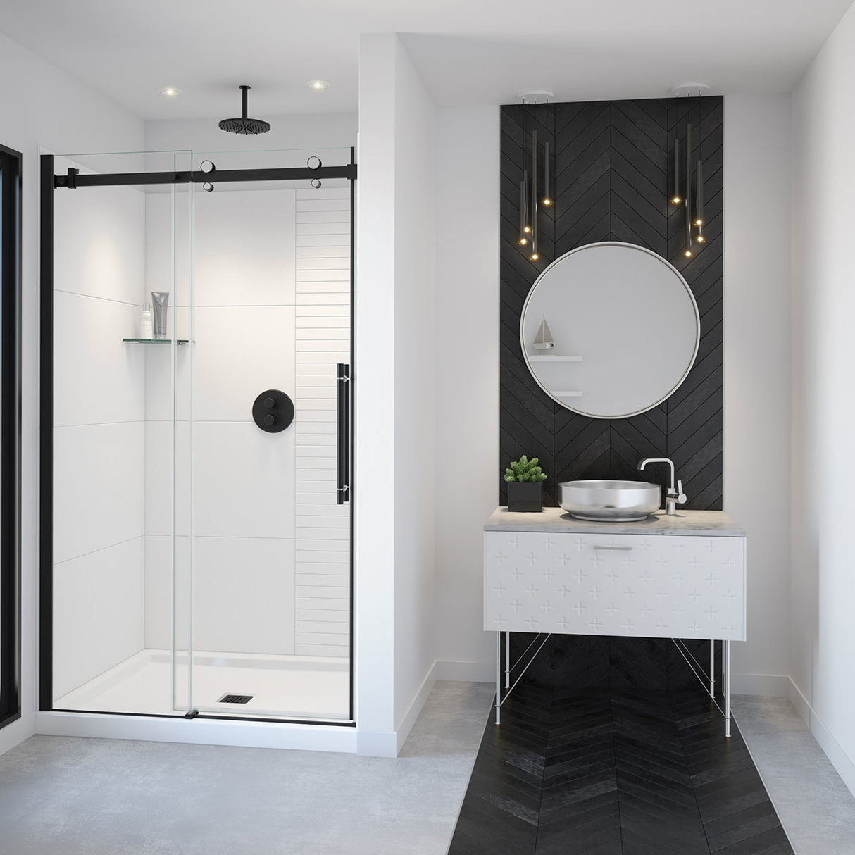 Vela 44 ½-47 x 78 ¾ in. 8mm Sliding Shower Door for Alcove Installation with Clear glass in Chrome