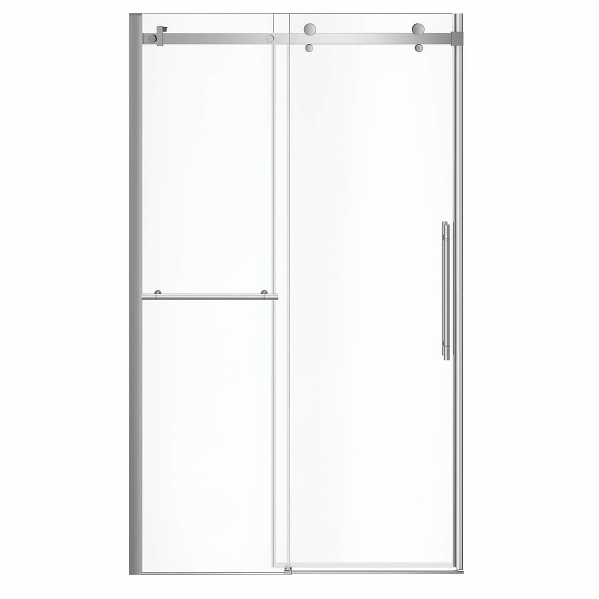 Vela 44 ½-47 x 78 ¾ in. 8mm Sliding Shower Door with Towel Bar for Alcove Installation with Clear glass in Chrome