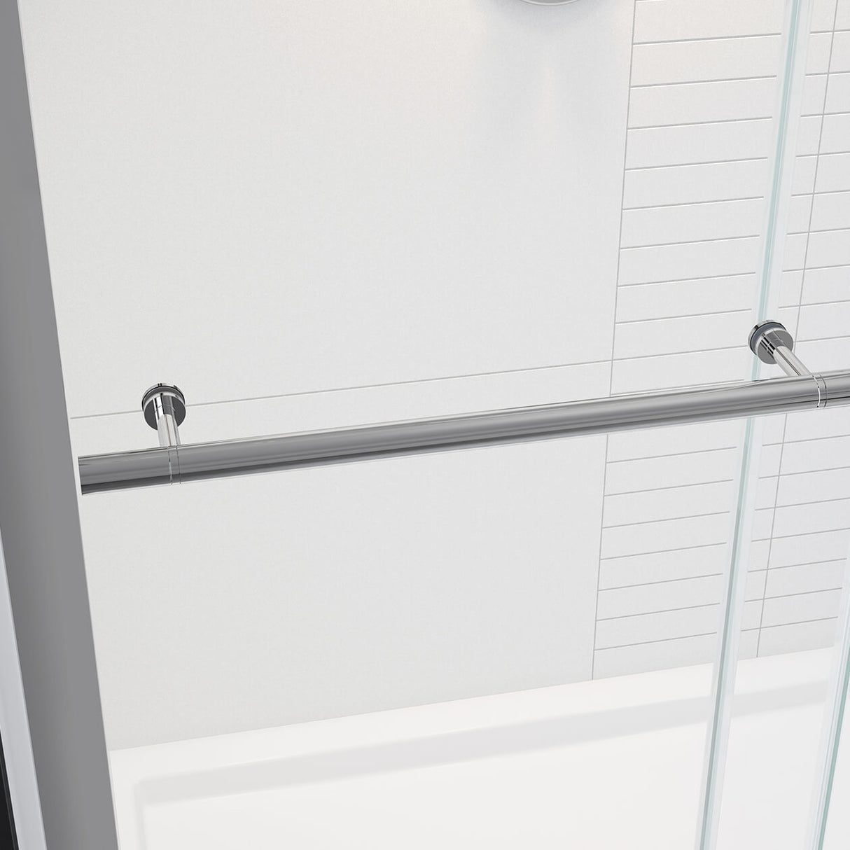 Vela 44 ½-47 x 78 ¾ in. 8mm Sliding Shower Door with Towel Bar for Alcove Installation with Clear glass in Chrome