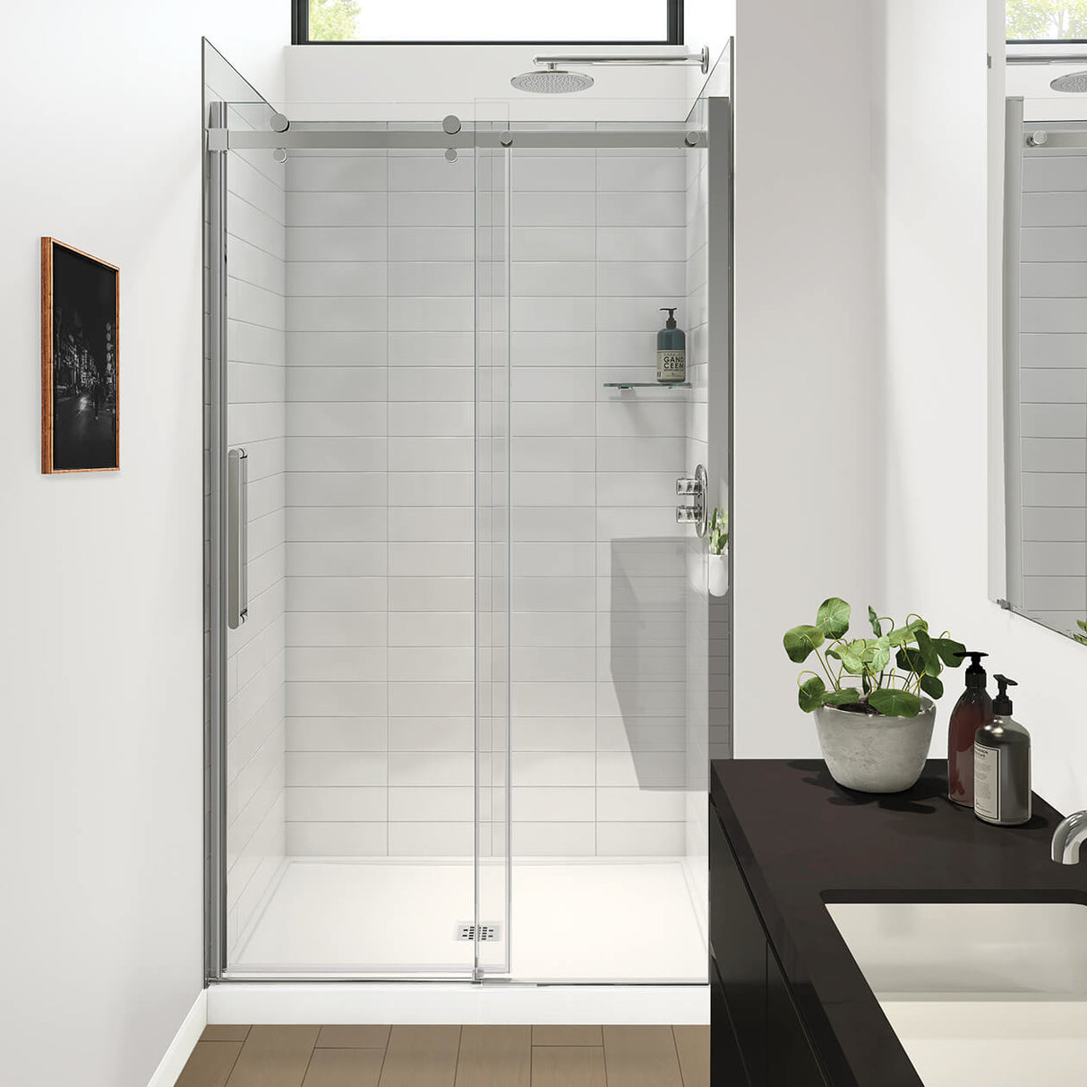 Halo Pro GS 44 ½-47 x 78 ¾ in. 8mm Sliding Shower Door for Alcove Installation with GlassShield glass in Chrome