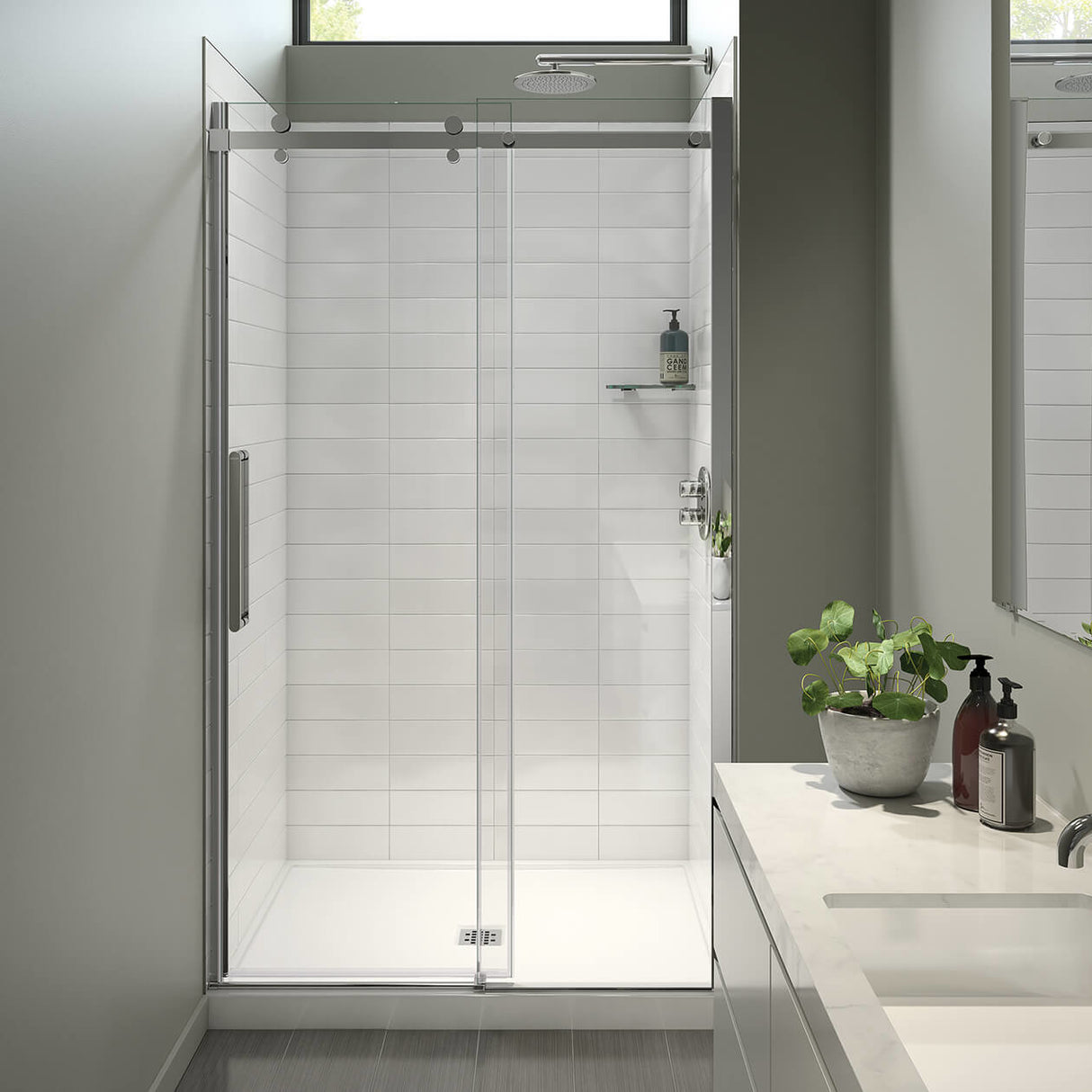 Halo Pro 44 ½-47 x 78 ¾ in. 8mm Sliding Shower Door for Alcove Installation with Clear glass in Chrome