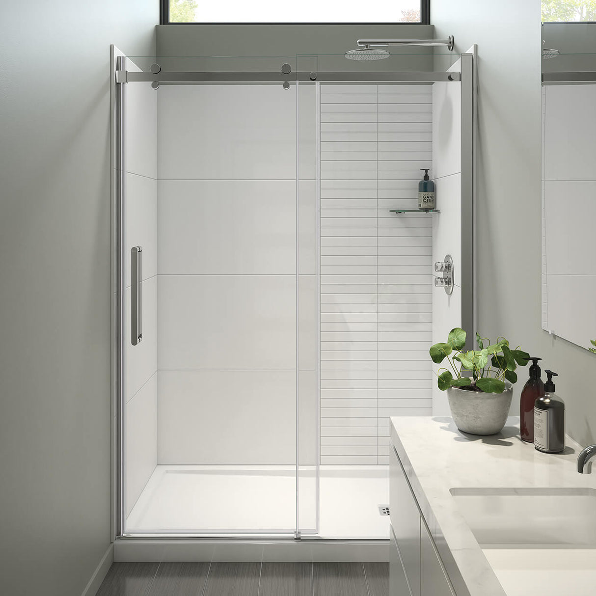 Halo Pro 56 ½-59 x 78 ¾ in. 8mm Sliding Shower Door for Alcove Installation with Clear glass in Chrome