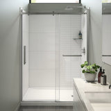 Halo Pro 56 ½-59 x 78 ¾ in. 8 mm Sliding Shower Door with Towel Bar for Alcove Installation with Clear glass in Chrome