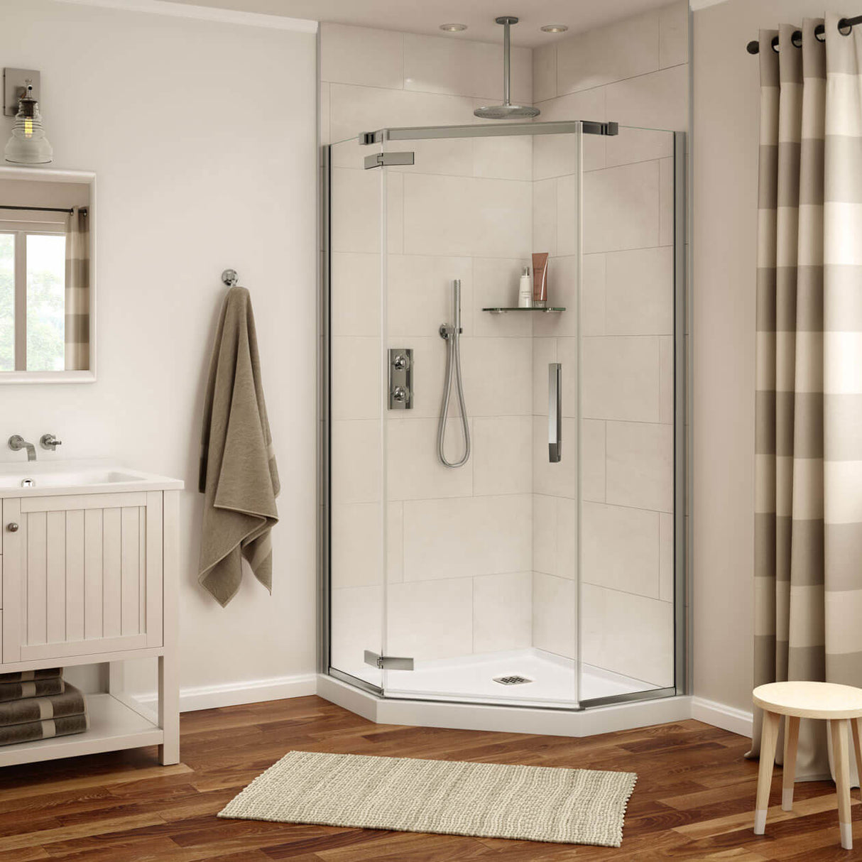 Davana Neo-angle 38 x 38 x 75 in. 8mm Pivot Shower Door for Corner Installation with Clear glass in Chrome