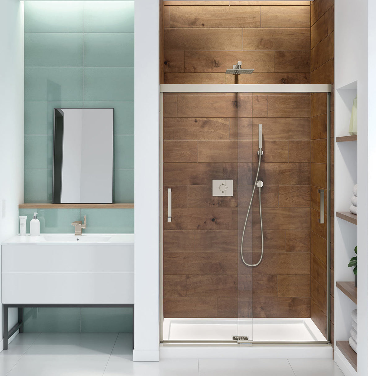 Incognito 70 44-47 x 70 ½ in. 8 mm Bypass Shower Door for Alcove Installation with Clear glass in Chrome