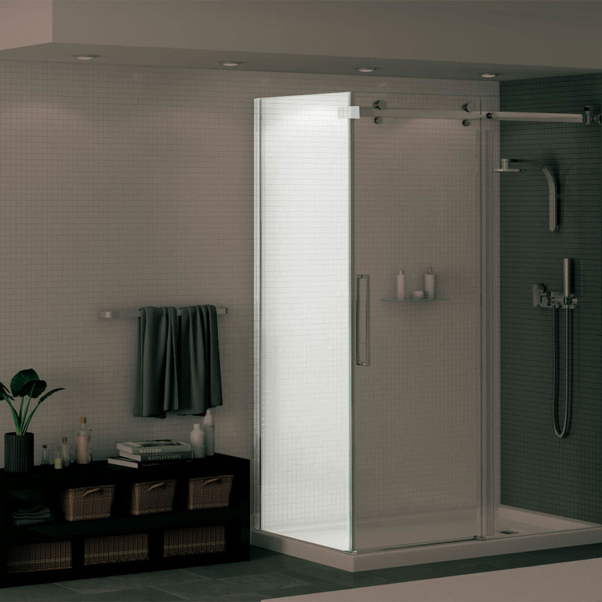 Halo Return Panel for 30 in. Base with Clear glass in Chrome
