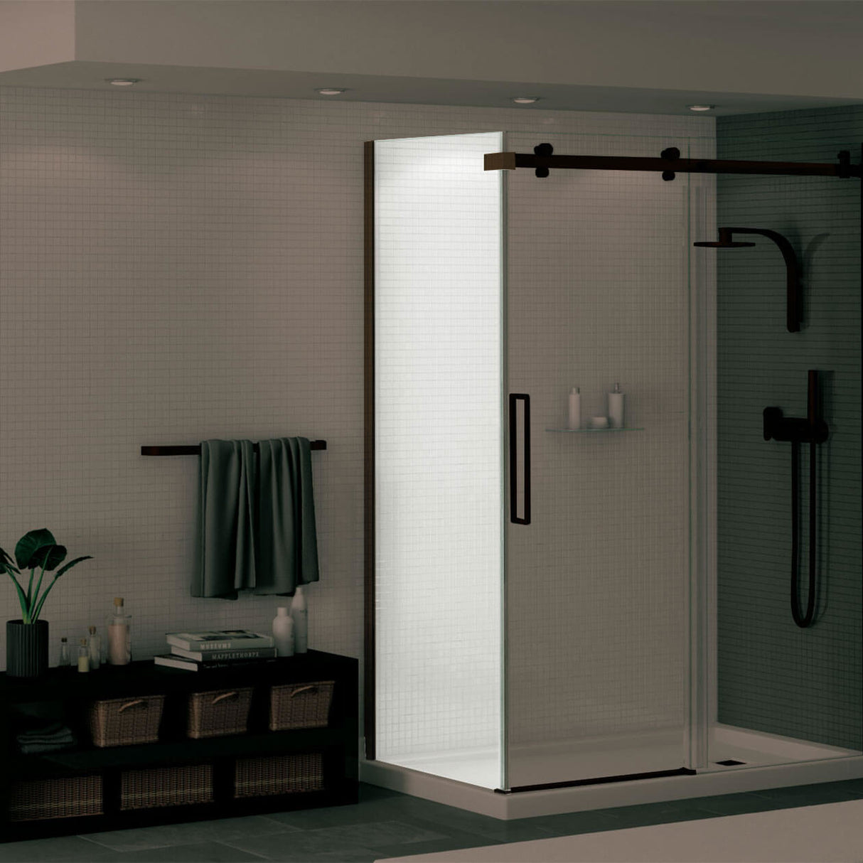 Halo Return Panel for 30 in. Base with Clear glass in Chrome