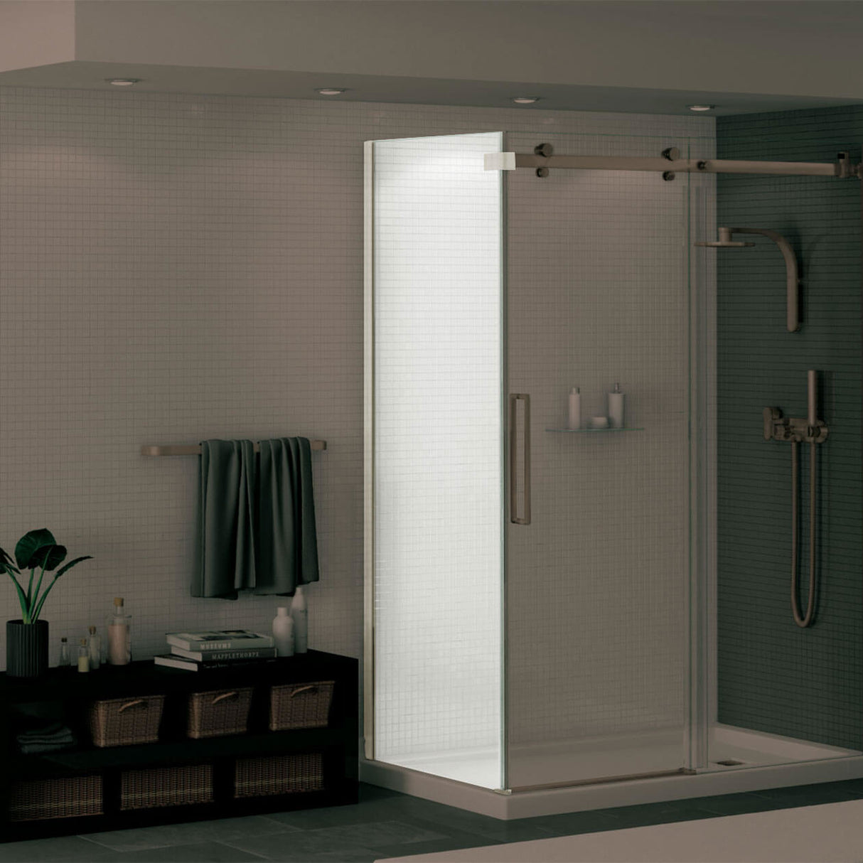 Halo Return Panel for 42 in. Base with Clear glass in Chrome