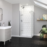 Reveal Sleek 71 32 ½-35 ½ x 71 ½ in. 8mm Pivot Shower Door for Alcove Installation with Clear glass in Chrome