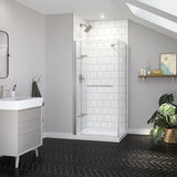 Reveal Sleek 71 32 ½-35 ½ x 71 ½ in. 8mm Pivot Shower Door for Alcove Installation with Clear glass in Chrome