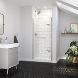 Reveal Sleek 71 32 ½-35 ½ x 71 ½ in. 8mm Pivot Shower Door for Alcove Installation with Clear glass in Chrome