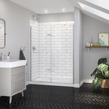 Reveal Sleek 71 56-59 x 71 ½ in. 8mm Pivot Shower Door for Alcove Installation with Clear glass in Chrome