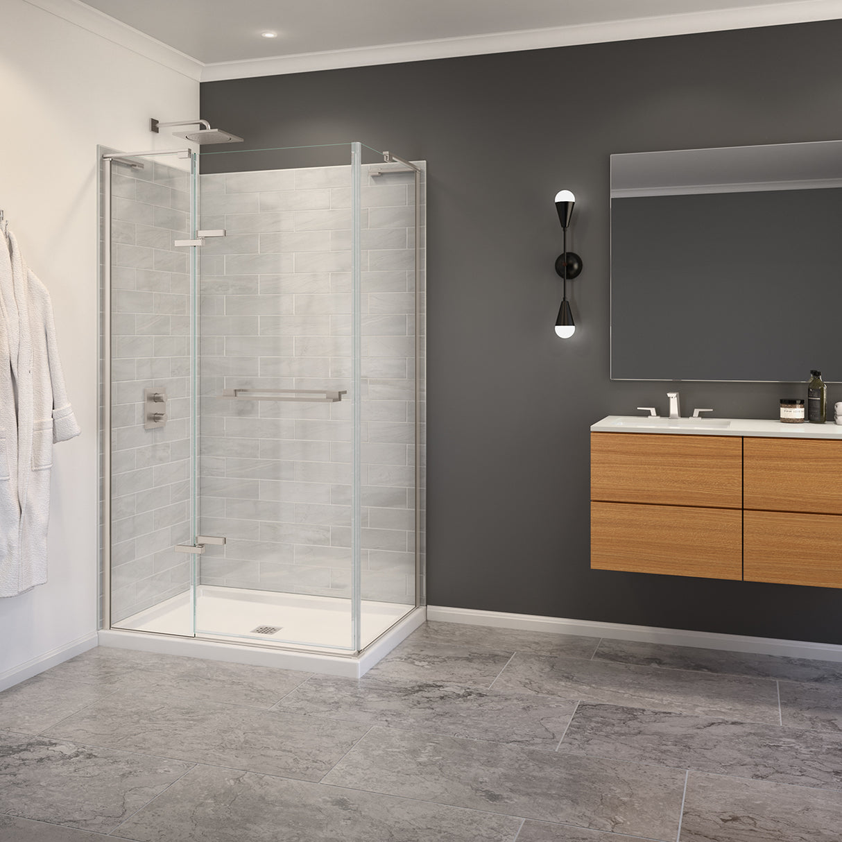 Capella 78 44-47 x 78 in. 8 mm Pivot Shower Door for Alcove Installation with GlassShield glass in Chrome