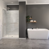 Capella 78 44-47 x 78 in. 8 mm Pivot Shower Door for Alcove Installation with GlassShield glass in Chrome