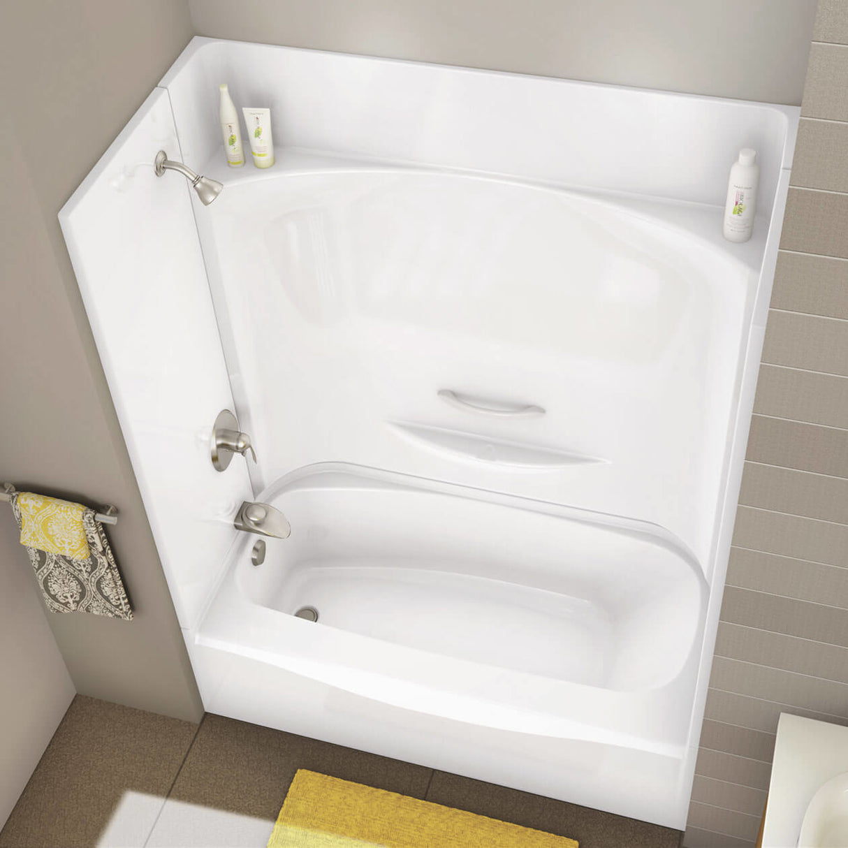 KDTS 3060 AFR AcrylX Alcove Left-Hand Drain Four-Piece Tub Shower in White