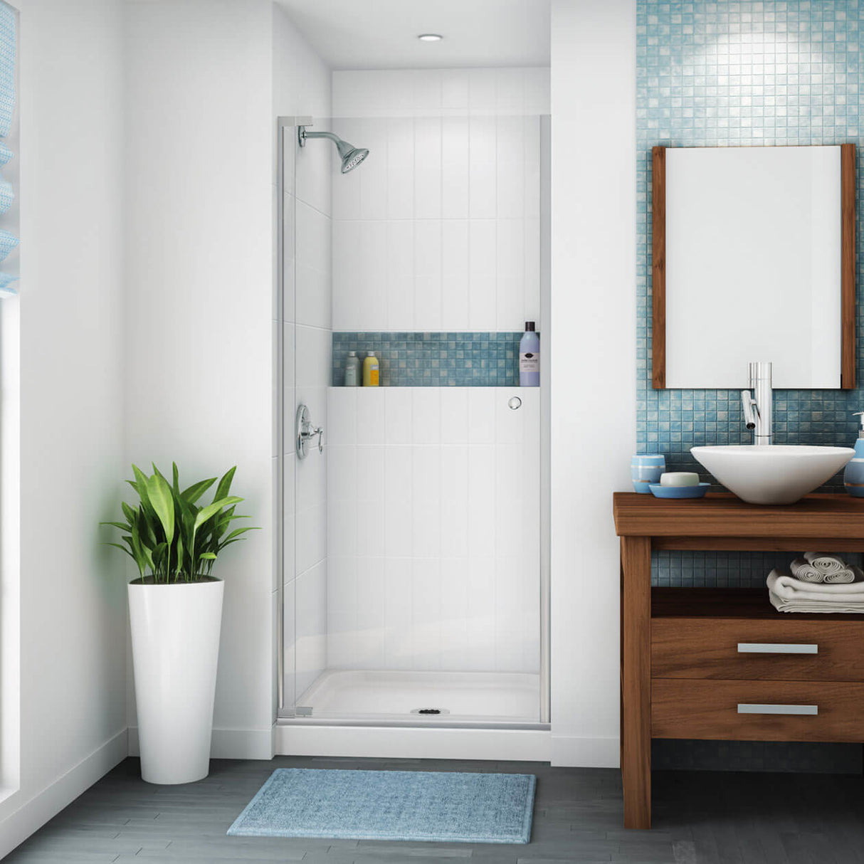 KDS 3232 AcrylX Alcove Center Drain Four-Piece Shower in White