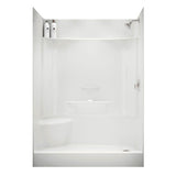 KDS 3060 AFR AcrylX Alcove Center Drain Four-Piece Shower in White