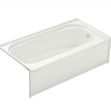 Essence TO-6030 AFR AcrylX Alcove Left-Hand Drain Bathtub in White
