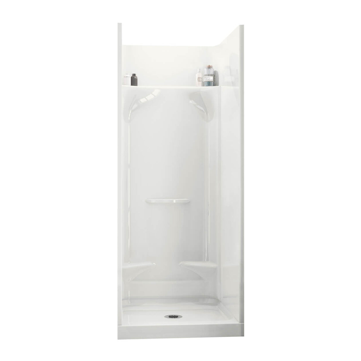 Essence SH-3232 AcrylX Alcove Center Drain Four-Piece Shower in White