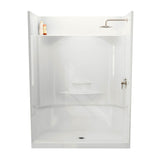 Essence SH-6030 AcrylX Alcove Center Drain Four-Piece Shower in White