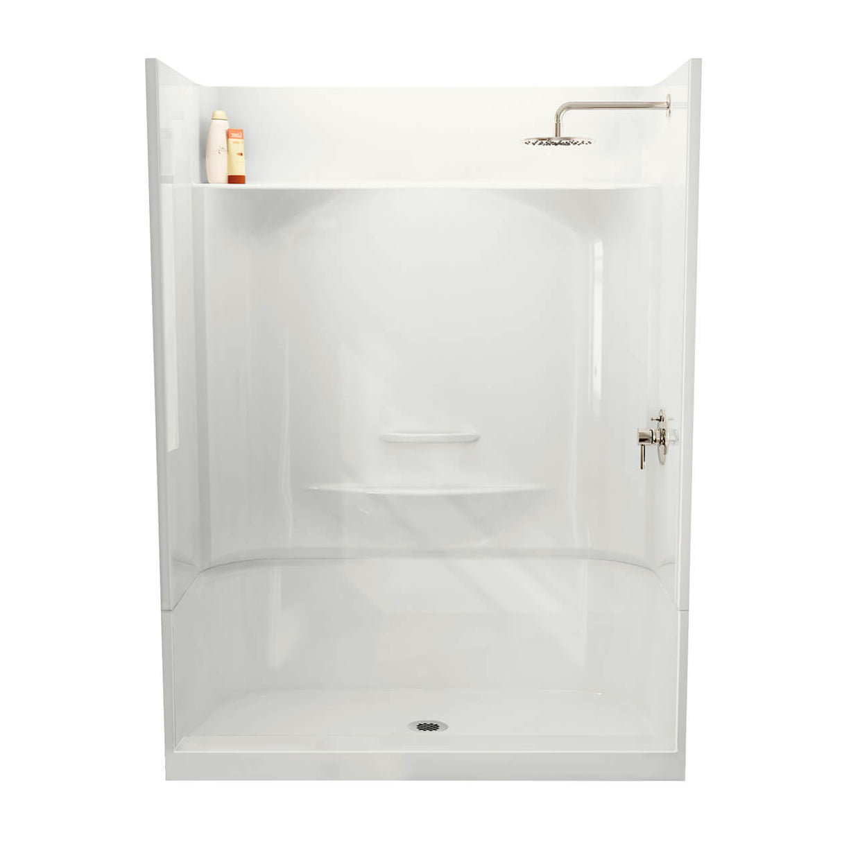 Essence SH-6034 AcrylX Alcove Center Drain Four-Piece Shower in White