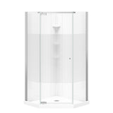 Begonia Carbon 36 x 36 Polystyrene Center Drain Shower Kit in White with Carbon glass in Chrome