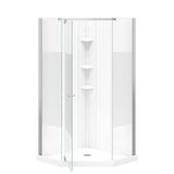 Begonia Carbon 36 x 36 Polystyrene Center Drain Shower Kit in White with Carbon glass in Chrome