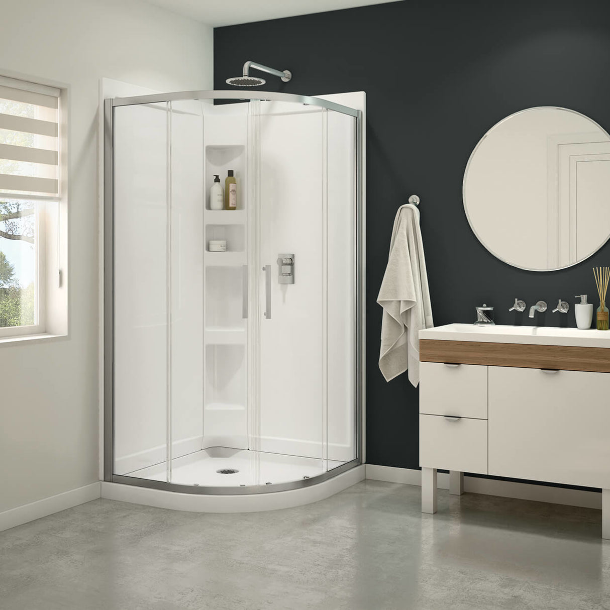 DAISY NEO-RND SHOWER KIT 38X38X 74 5/8