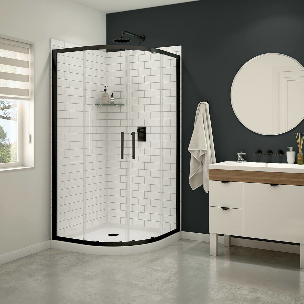 DAISY NEO-RND SHOWER KIT 38X38X 74 5/8