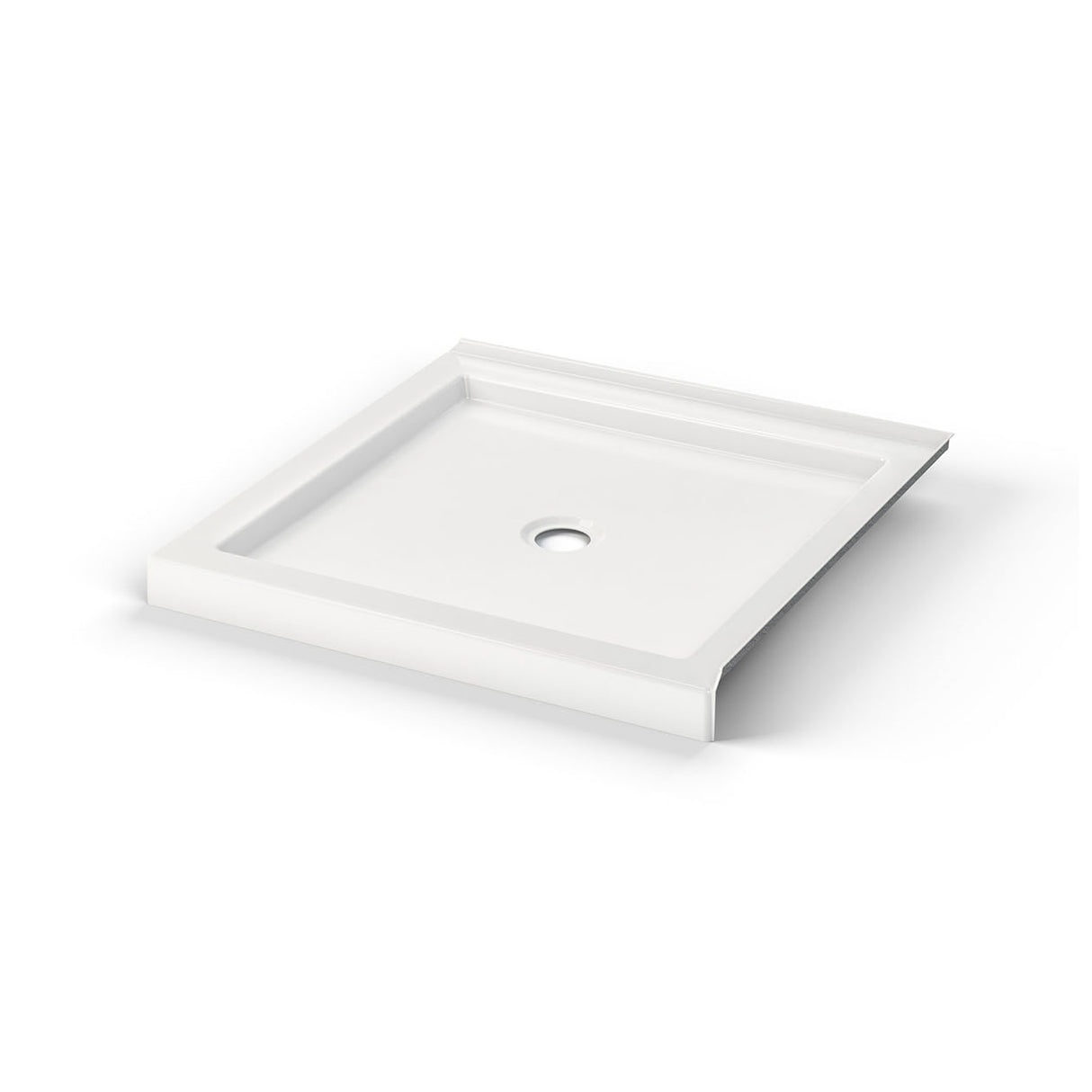 B3Round 3636 Acrylic Corner Left or Right Shower Base in White with Center Drain