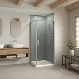 B3Round 3636 Acrylic Corner Left or Right Shower Base in White with Center Drain