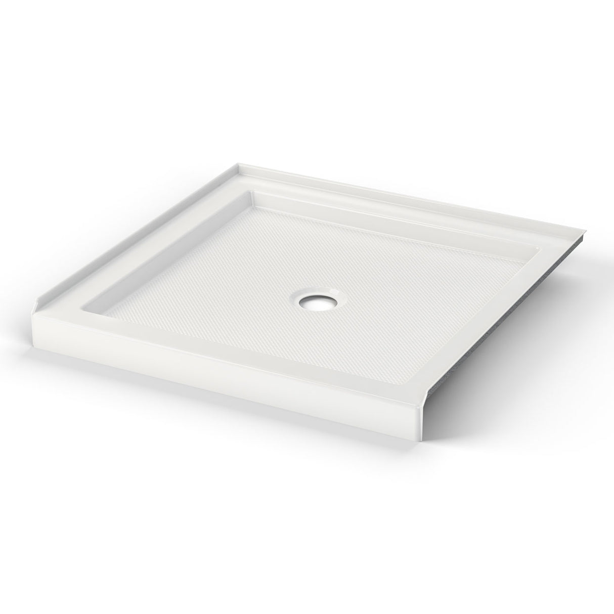 B3Round 3636 Acrylic Corner Left or Right Shower Base in White with Center Drain
