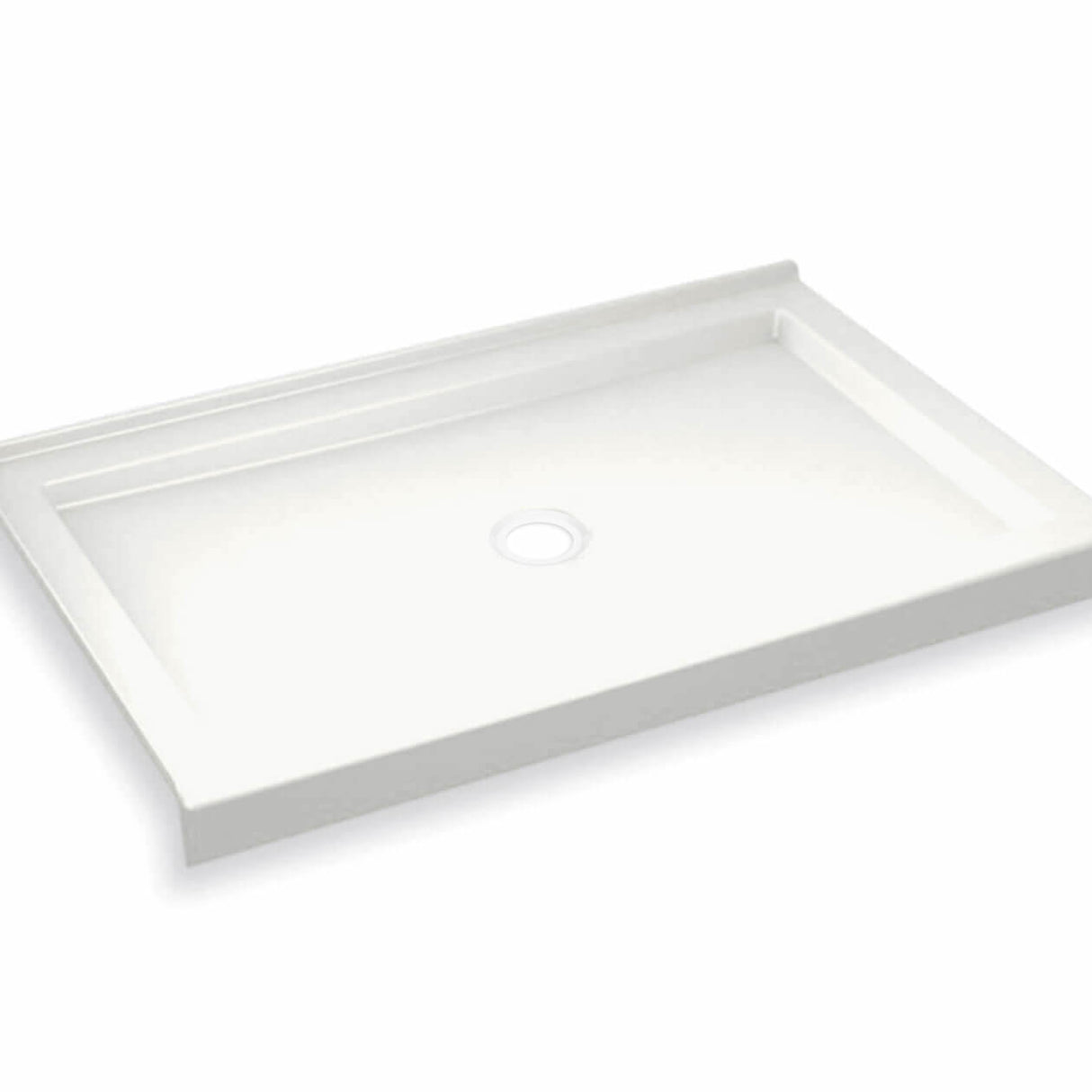 B3Round 4832 Acrylic Alcove Shower Base in White with Center Drain