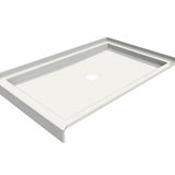 B3Round 4832 Acrylic Alcove Shower Base in White with Center Drain