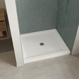 B3Round 4832 Acrylic Alcove Shower Base in White with Center Drain