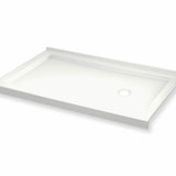 B3Round 6030 Acrylic Alcove Shower Base in White with Left-Hand Drain