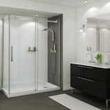 B3Round 6032 Acrylic Alcove Shower Base in White with Left-Hand Drain