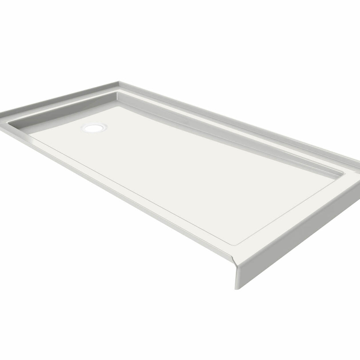B3Round 6032 Acrylic Alcove Shower Base in White with Left-Hand Drain