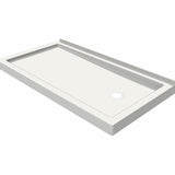B3Round 6032 Acrylic Alcove Shower Base in White with Left-Hand Drain