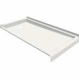 B3Round 6032 Acrylic Alcove Shower Base in White with Left-Hand Drain