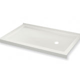 B3Round 6032 Acrylic Alcove Shower Base in White with Left-Hand Drain