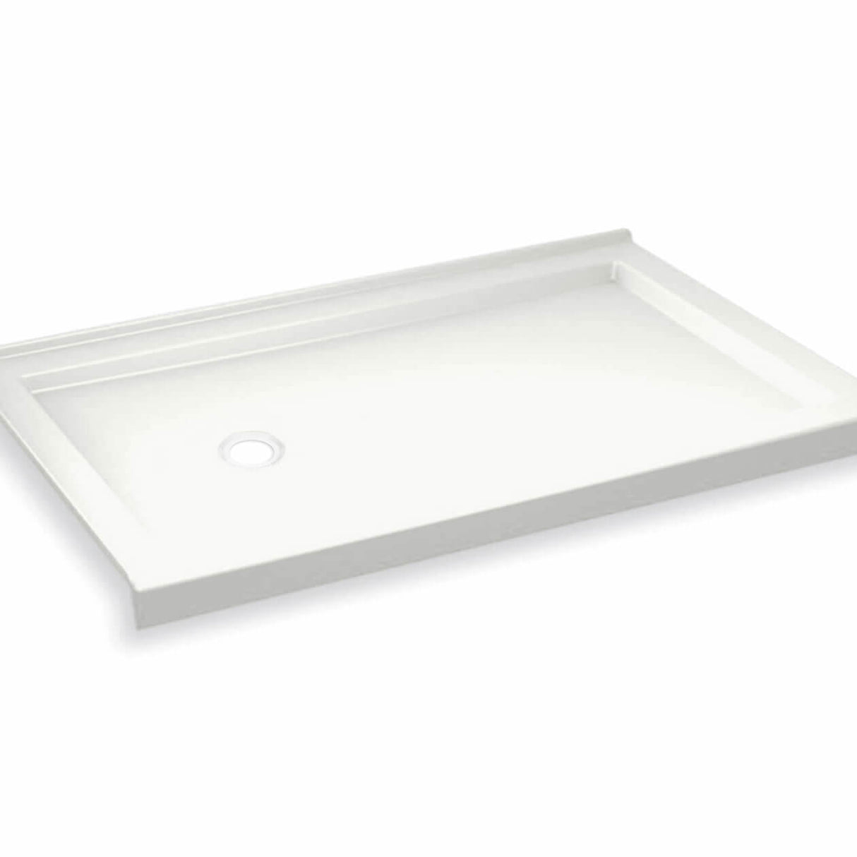 B3Round 6036 Acrylic Alcove Shower Base in White with Center Drain